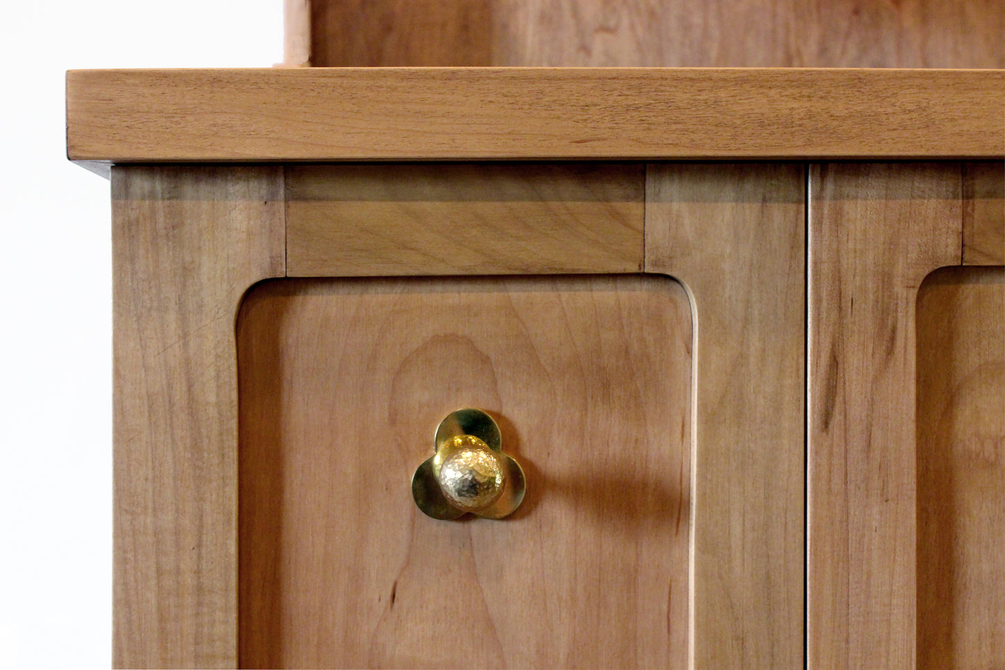 Clovelea Tea Hutch by Studio Hinterland, clover knob and bottom door detail