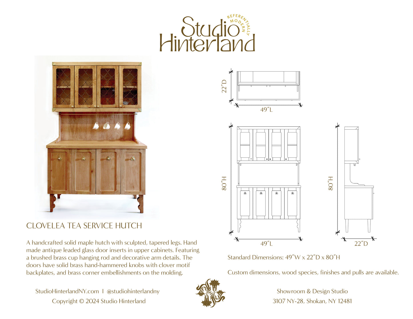 Clovelea Tea Hutch by Studio Hinterland, specifications