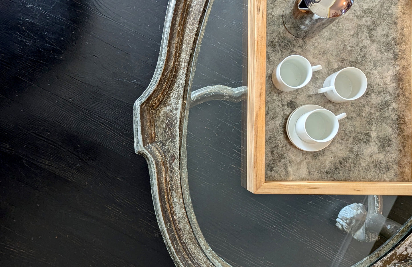 Ambrosia Maple + Silver Mica Ottoman Tray