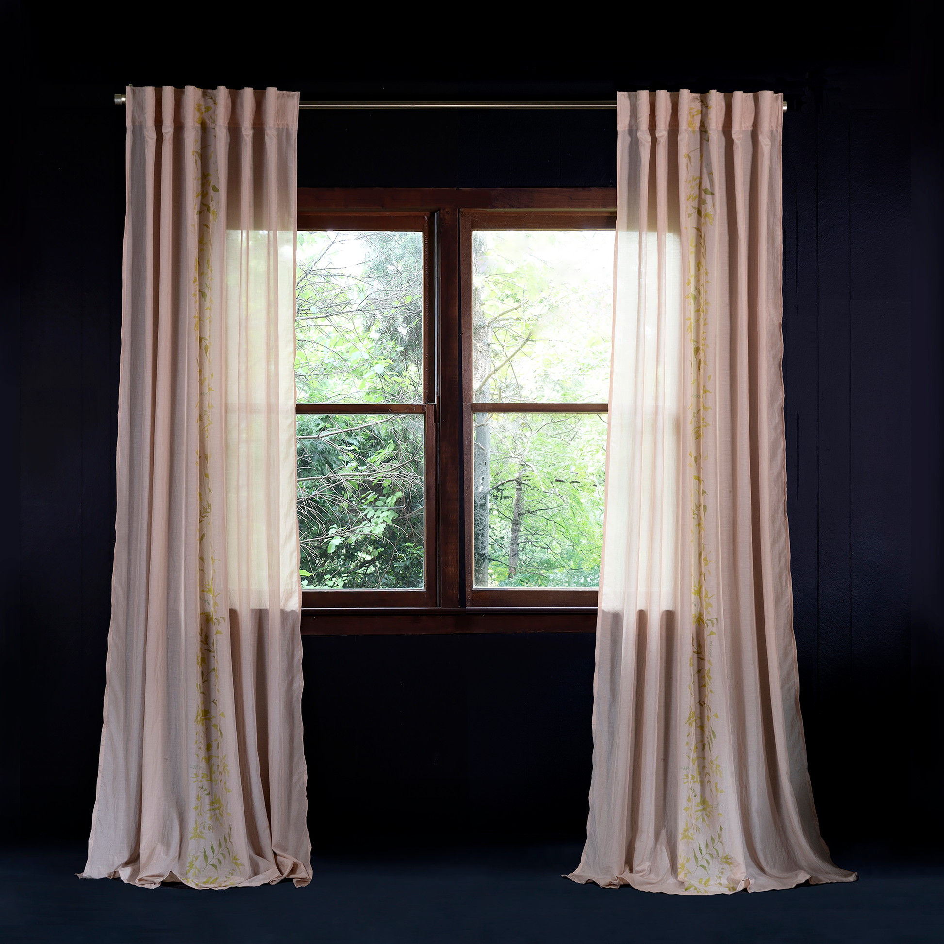 Two Vertical Linear Garden Curtains